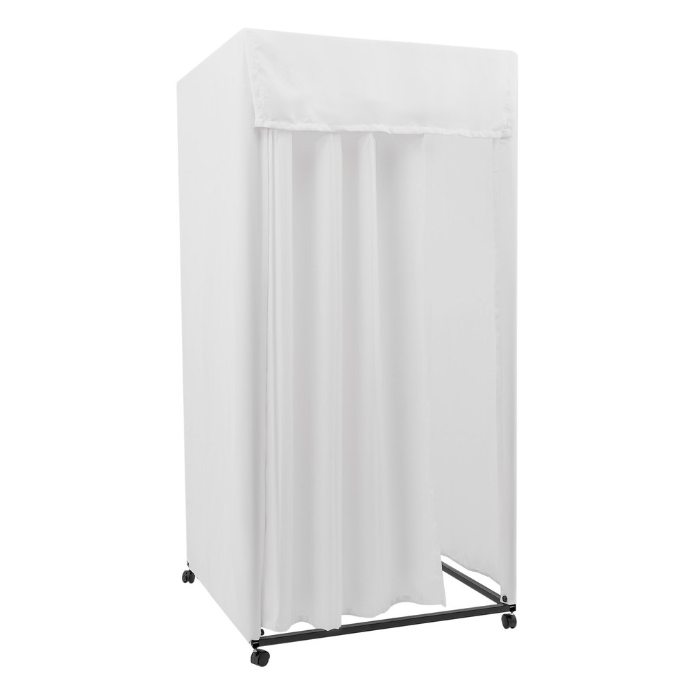 4-Wheels Portable Rectangular Dressing Room Freestanding Movable Fitting Room
