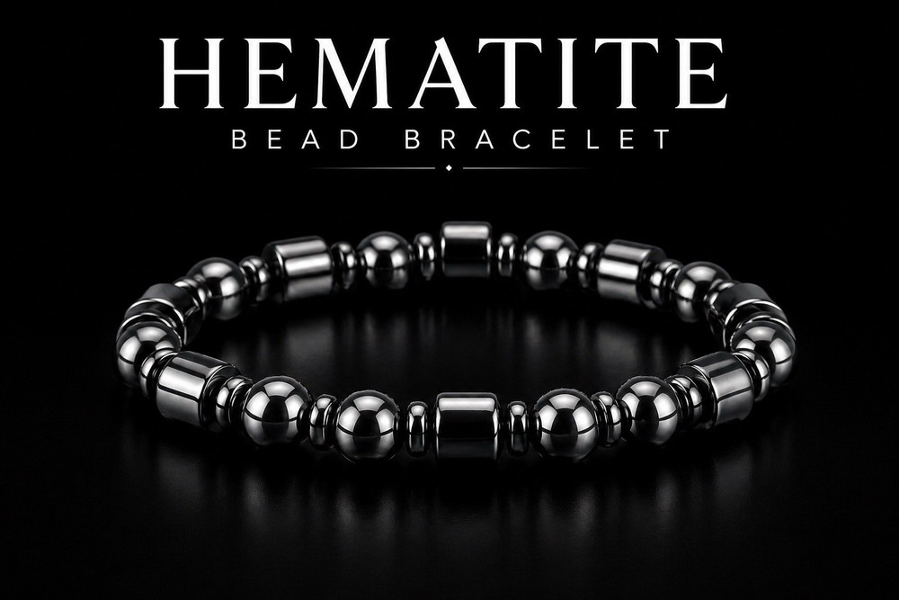 2pack Hematite Bead Bracelets Unisex Stretch Adjustable