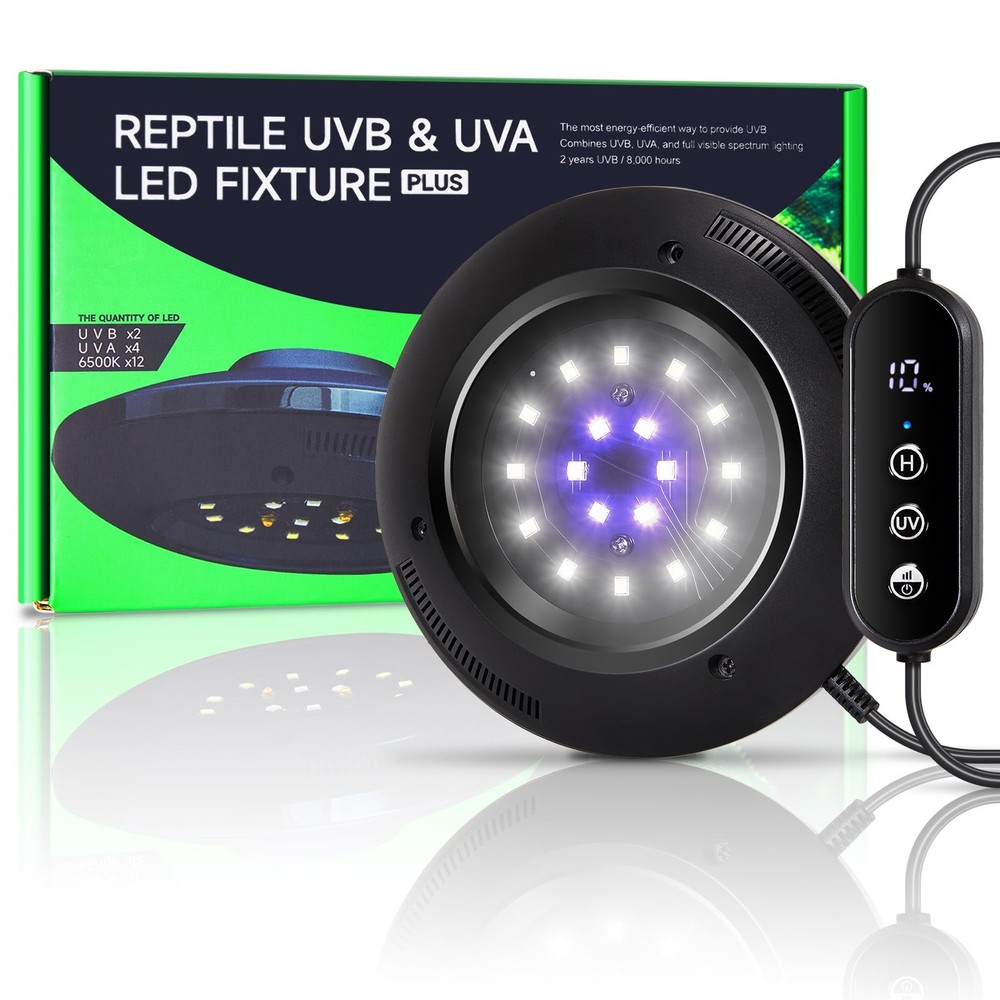 LED UVB Light for Reptiles, 8W UVA UVB Lamp – Timer Switch, Adjustable Bright...