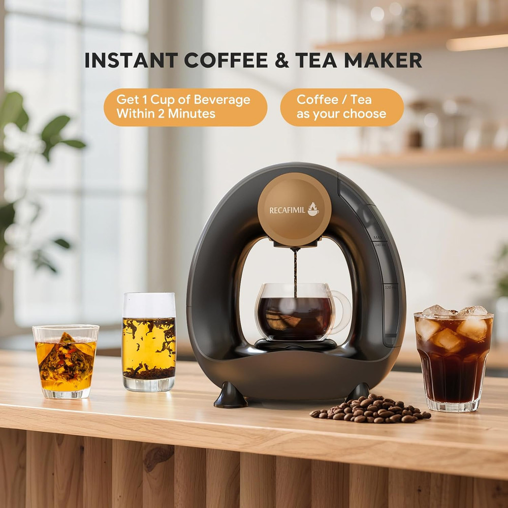 Compact Single Serve Coffee Maker for K Cups & Grounds, Fast 2-Minute Brew