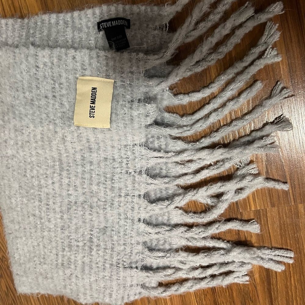 Gray Fringed Scarf