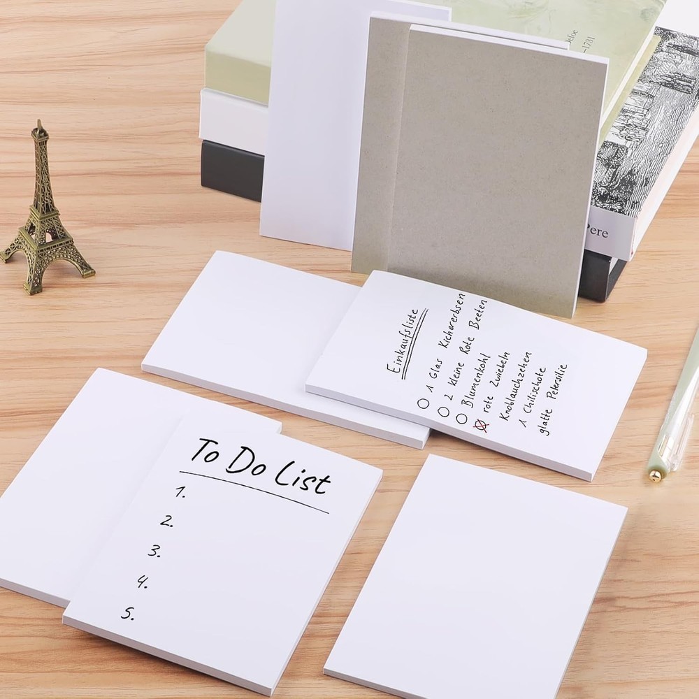 Note Pads 3x5 In, 8 Pack Blank Notepad, White Scratch for 3x5,