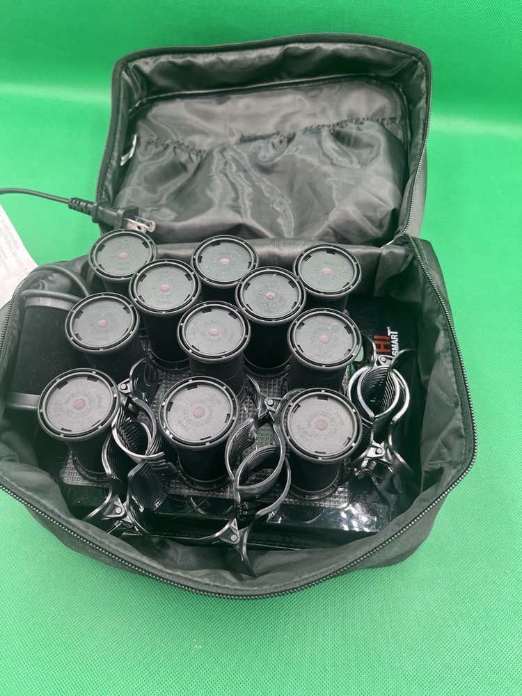CHI Smart Magnify Ceramic 1” Hot Rollers Set W/ Bag & 5 Clips CS1104 Working