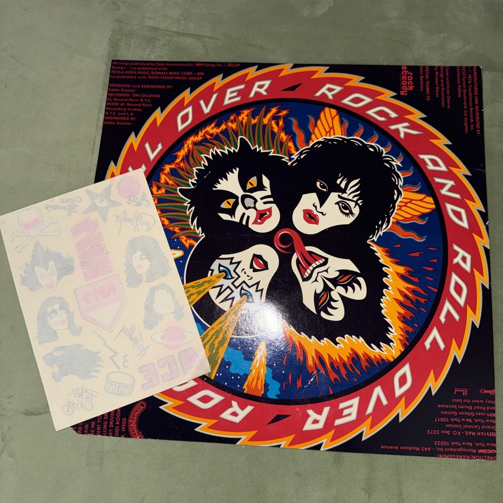 KISS Vintage Original Temporary Tattoo Sheet 1977 Album Insert Ace Frehley RARE