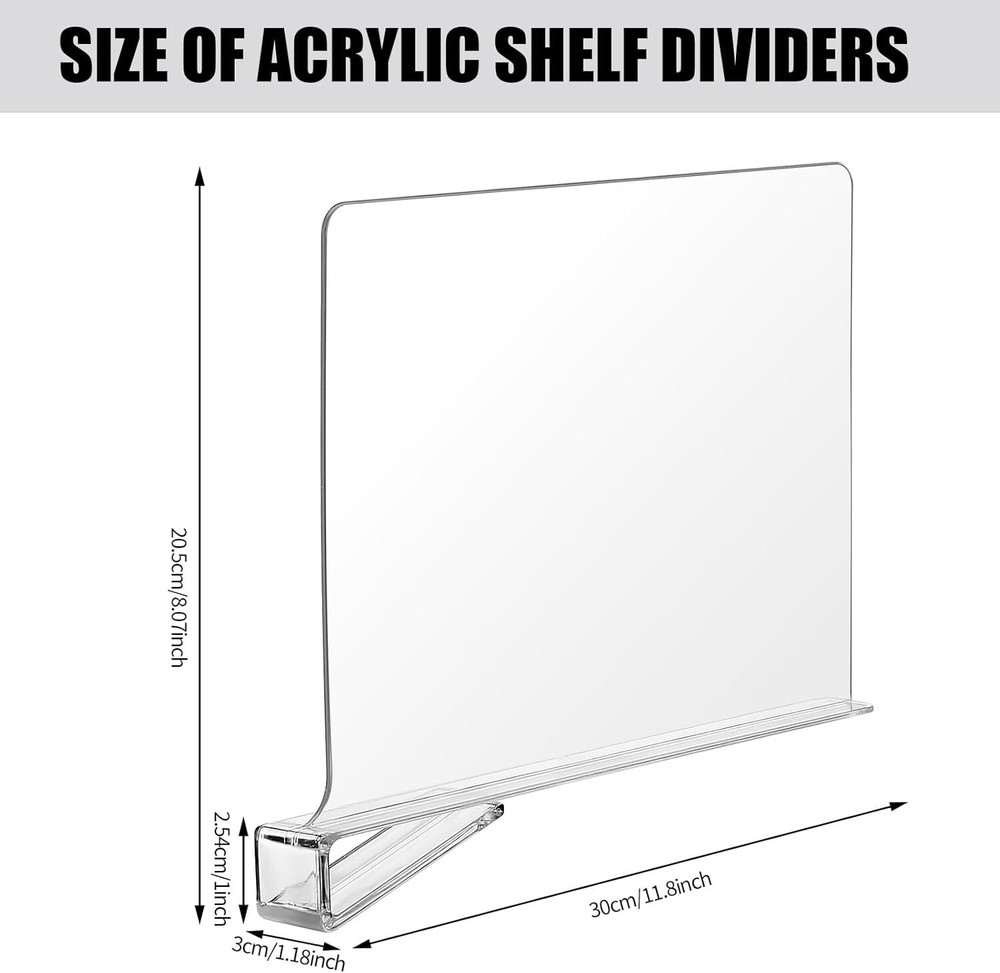 Versatile Acrylic Closet Separators - 8 Pack for Effortless Home Organization