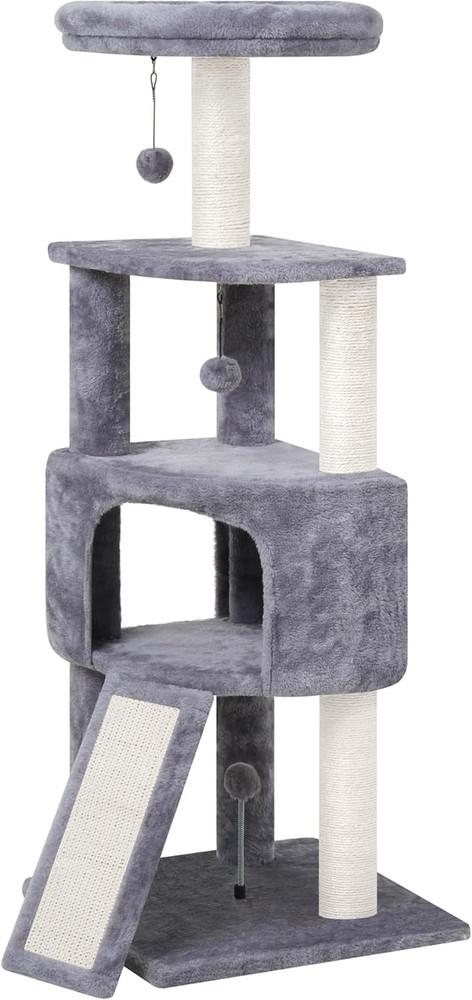 Multi-Level 45" Cat Tree Tower with Condo, Scratching Post & Toys - Grey