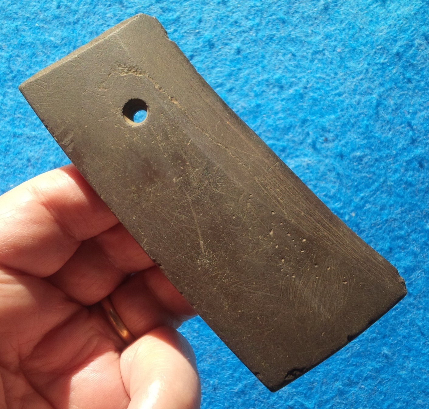 4-3/8" DRILLED SLATE PENDANT KENTUCKY ARROWHEAD AUTHENTIC INDIAN ARTIFACT GORGET