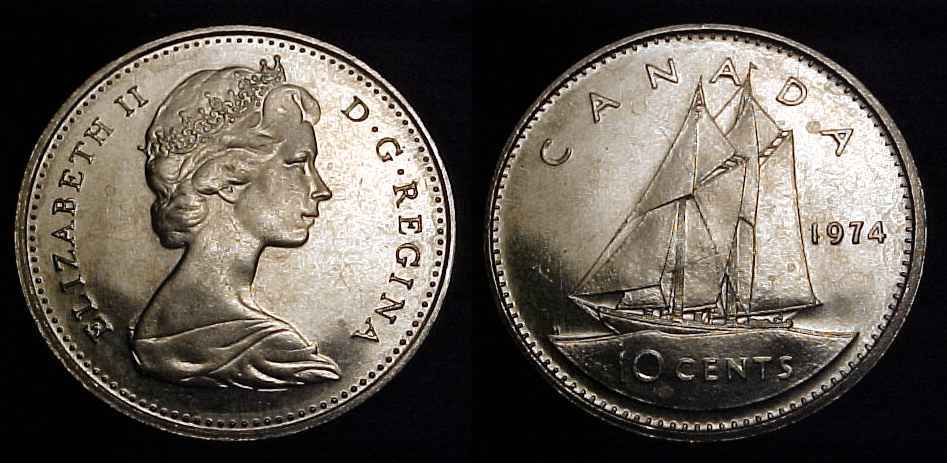 CANADA 1974 Ten Cents Ch BU