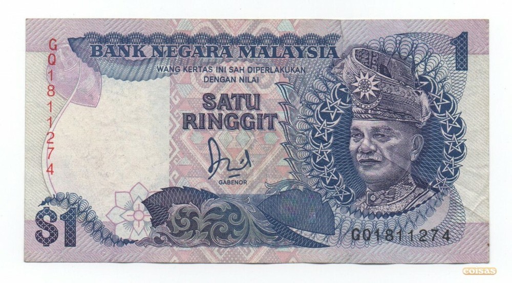 MALAYSIA 1 RINGGIT 1989 PICK 27 B LOOK SCANS