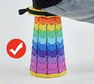 Collapsible Telescopic Stool, Portable Adjustable Height Folding Seat with Ca...