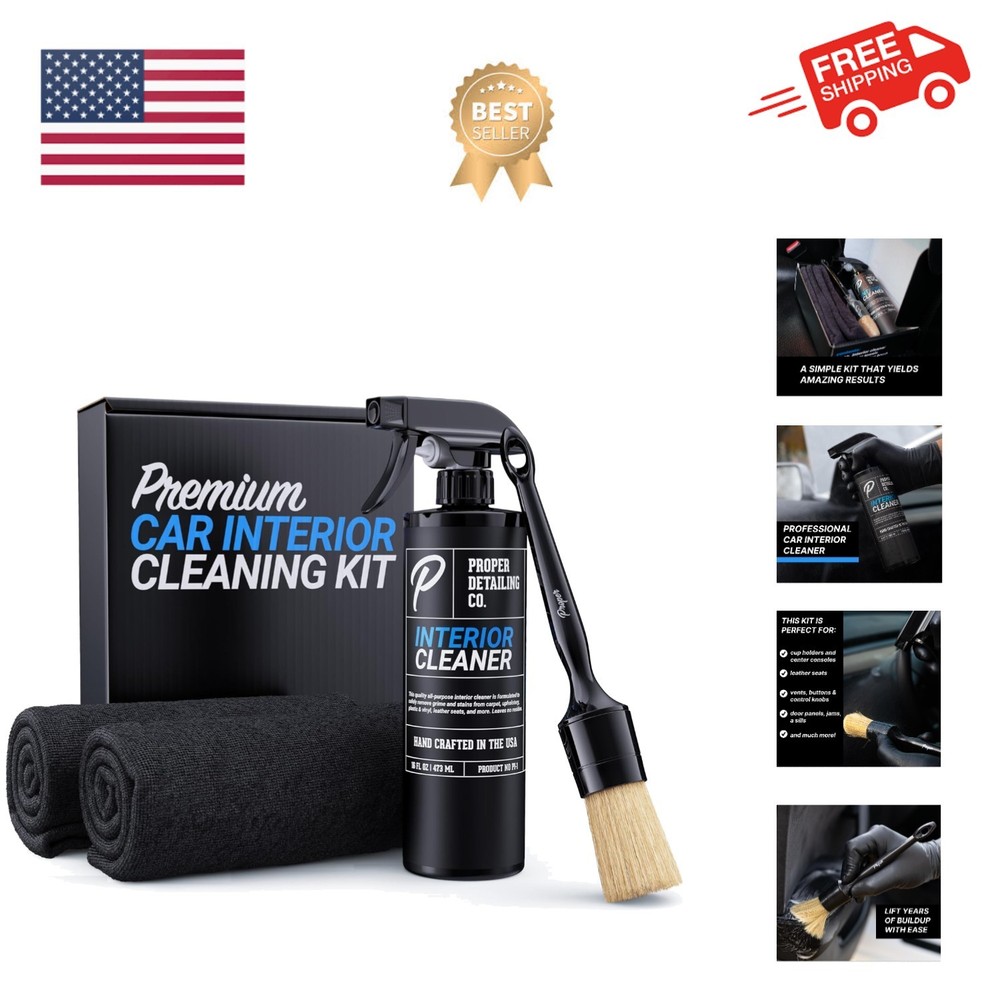 Ergonomic Auto Interior Cleaner Kit - High-Quality Brushes for Deep Detailing