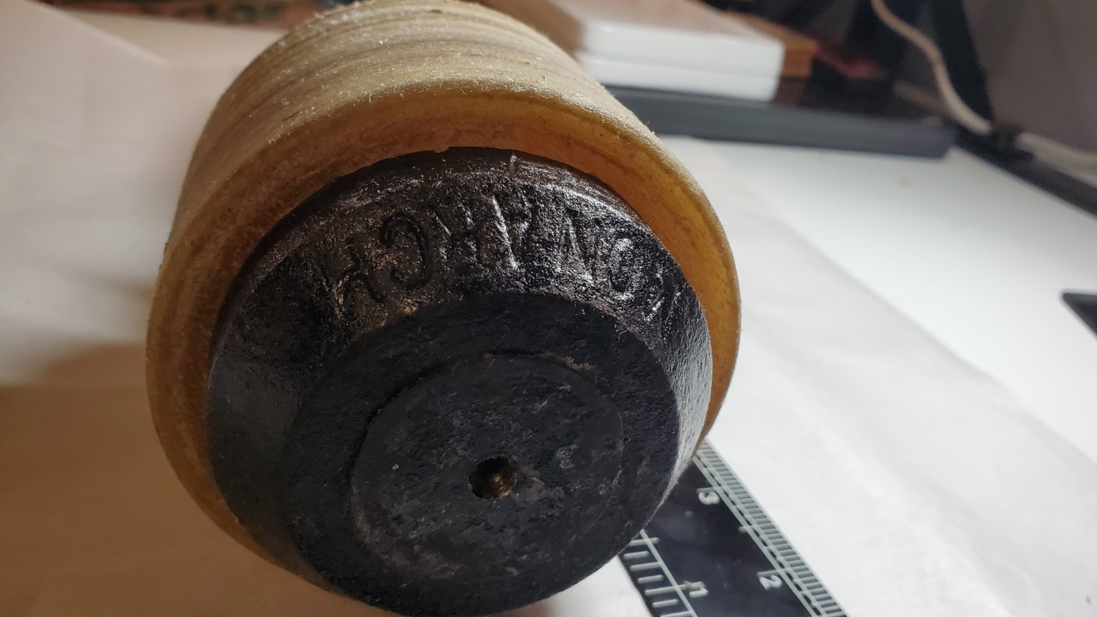 Hammer Maul 5 Lb Vintage Cast Iron Stacked Rawhide & Leather / Monarch Stamp