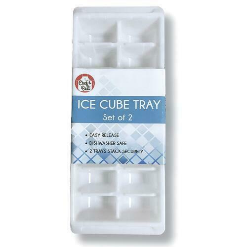 Chef's Best Plastic Ice Cube 2 Tray Stackable Set Easy Release Dishwasher Safe