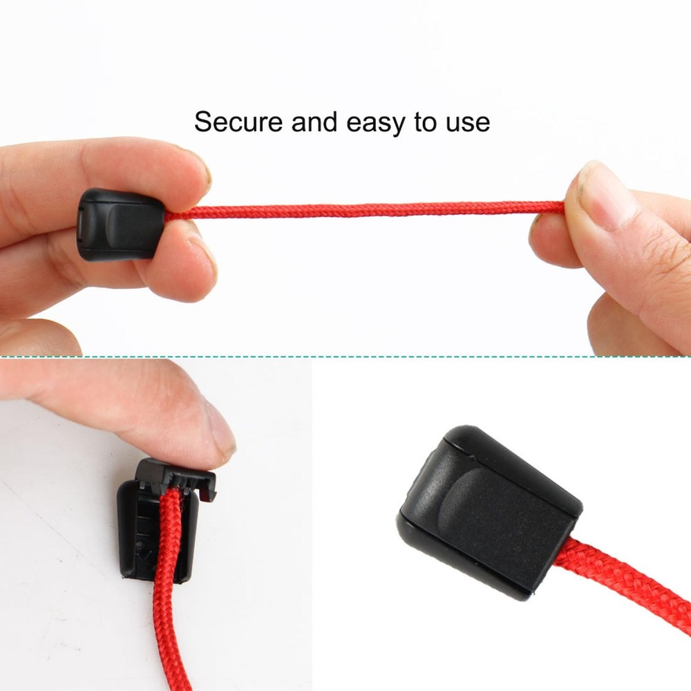 Plastic Sliding Rope String Drawstring Stopper Fastener Cord Lock Black 50pcs