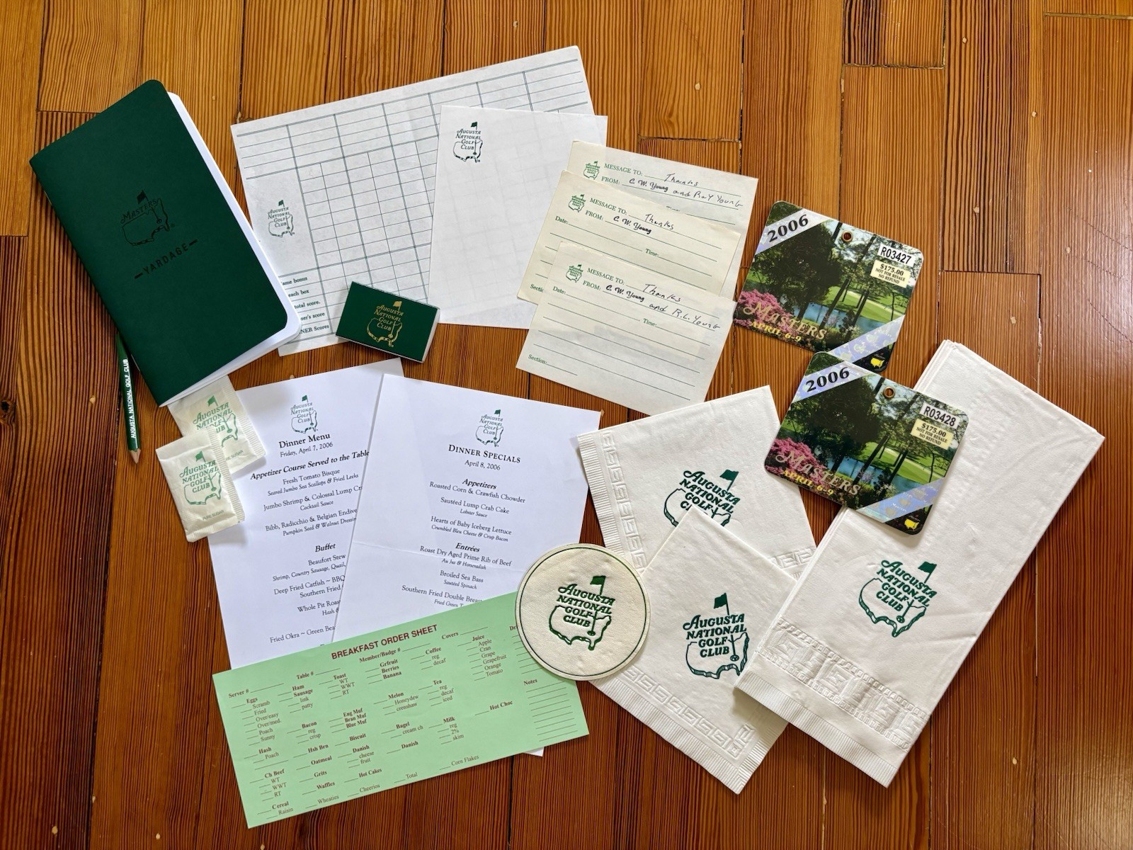 2006 Masters Badges & Cabin Guests Amenities RARE Phil Mickelson Winner