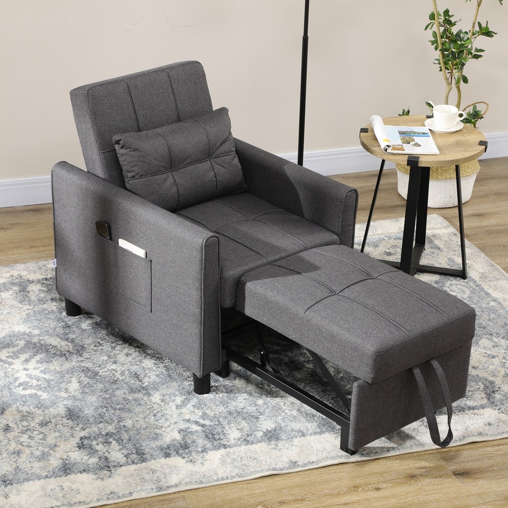 3-in-1 Convertible Chair Multi-Functional Single Sofa Bed Pull Out Sleeper Couch