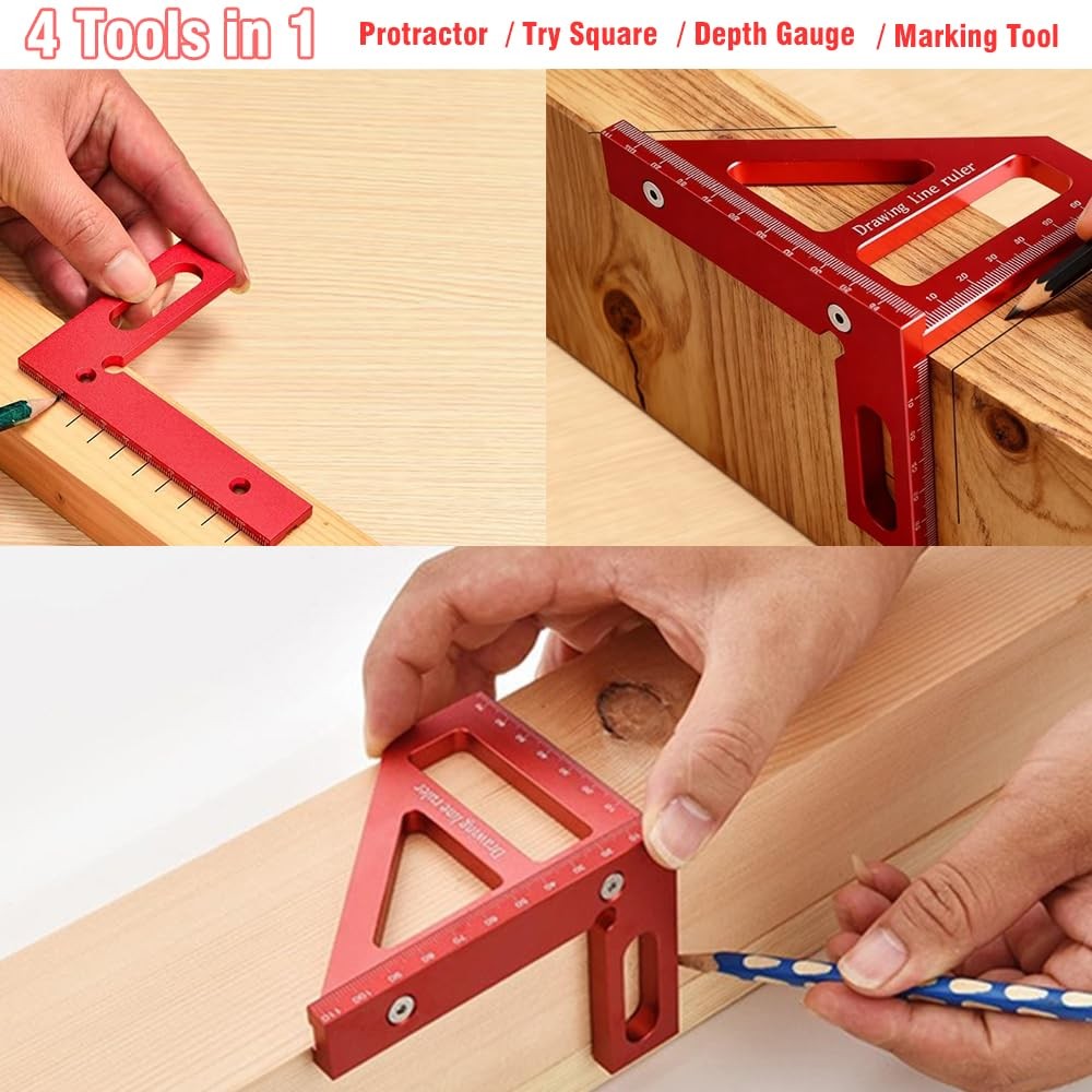 3D Multi-Angle Measuring Ruler,45/90 Degree Scale Layout Tool for Carpentry,DIY