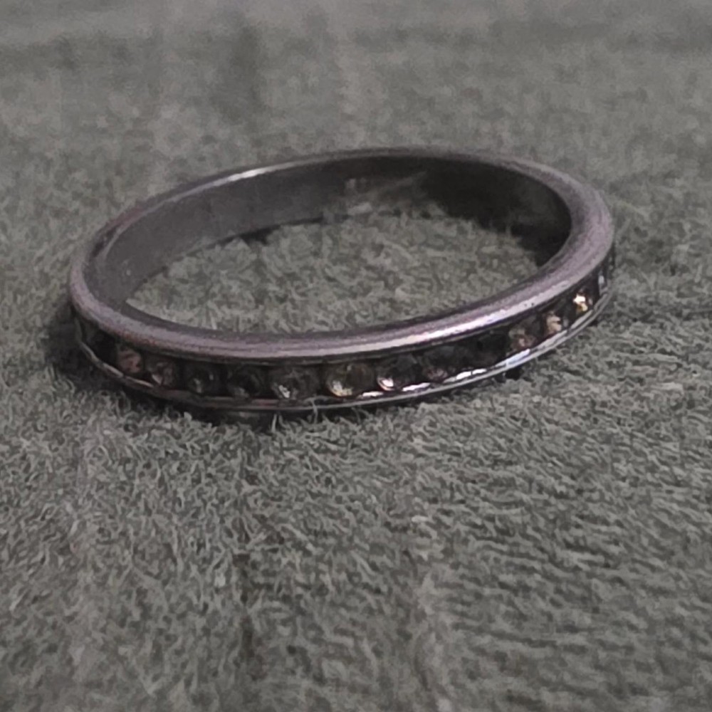 Sterling Silver Channel Set CZ Band Ring Stackable Minimalist