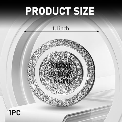 2 PCS Bling Push Start Button Cover Stickers, Crystal Engine Start Stop