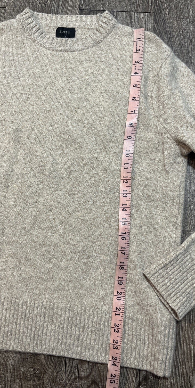 J Crew Sweater Men Medium Beige Marled Merino Wool Nylon Pullover Crewneck J7701