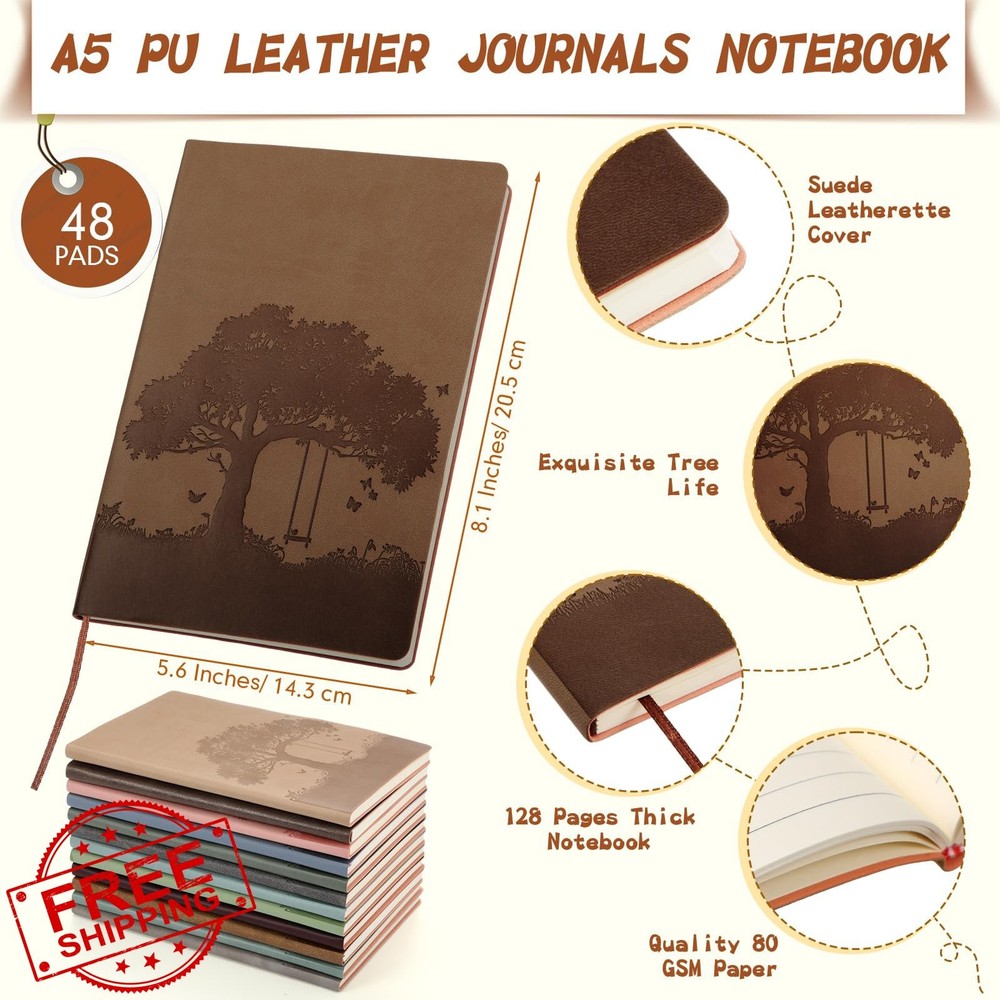 TaoBary 48pc A5 PU Leather Journals Lined Writing Notebook Bulk