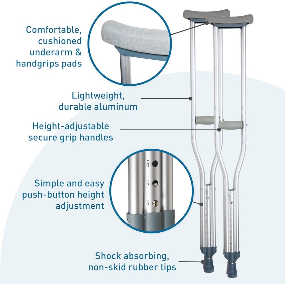 Lightweight Height Adjustable Crutches