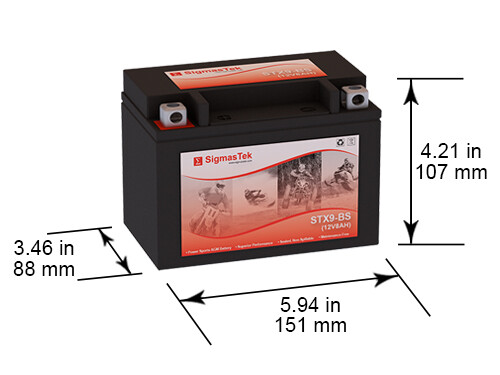 Big Crank ETX9 Powersports Replacement Battery (120CCA)