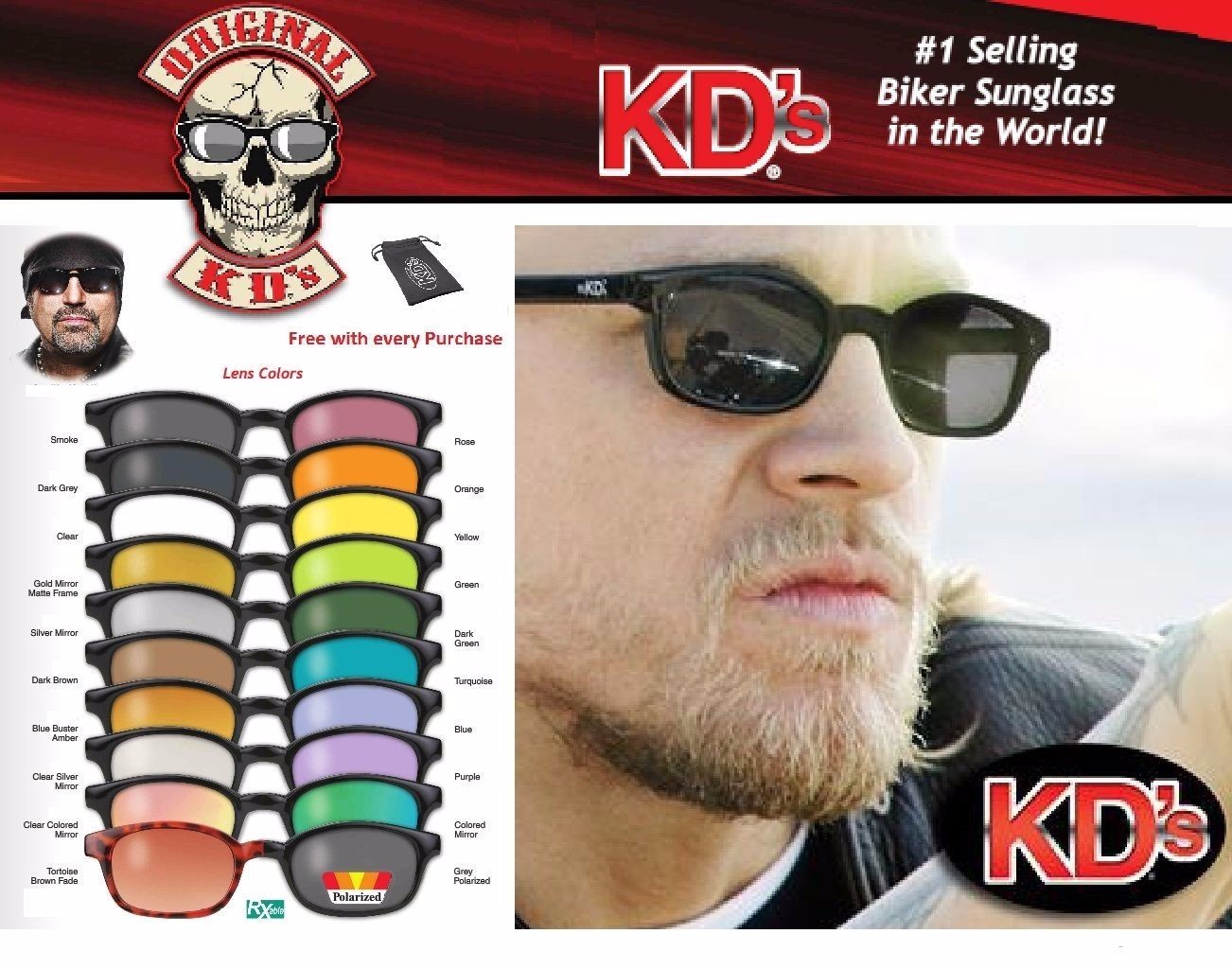 KD's Original Biker Riding Glasses Sunglasses -