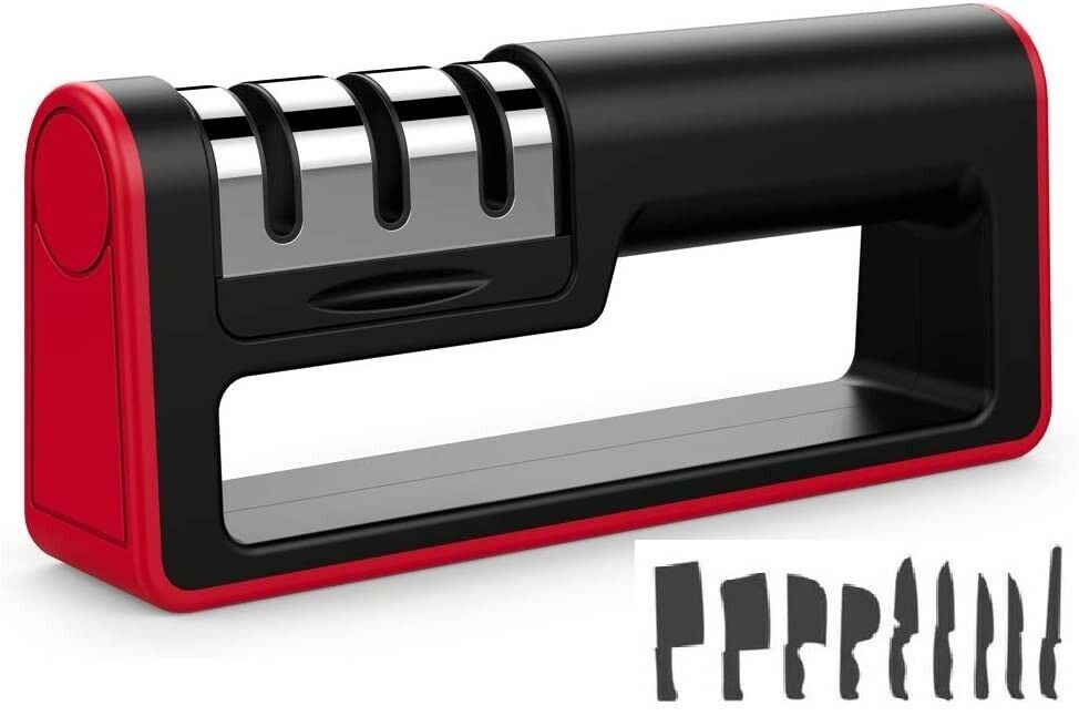 Knife Sharpener Professional Ceramic Tungsten Kitchen Sharpening System 3 Stage