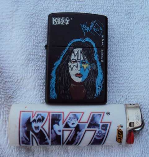 1999 KISS Zippo Lighter Ace Frehley Rare White KISS BIC Lighter 2 Lot