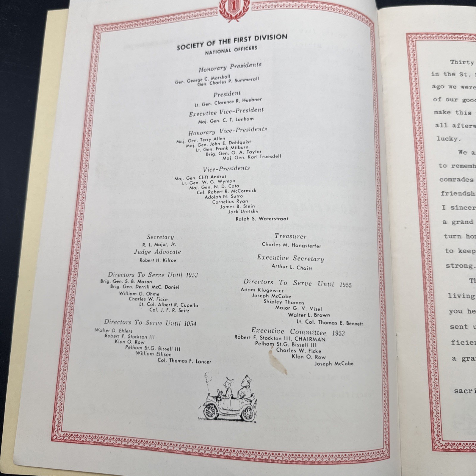 WWI 35th Annual Reunioin First 1st Infantry Division Big Red One 1953