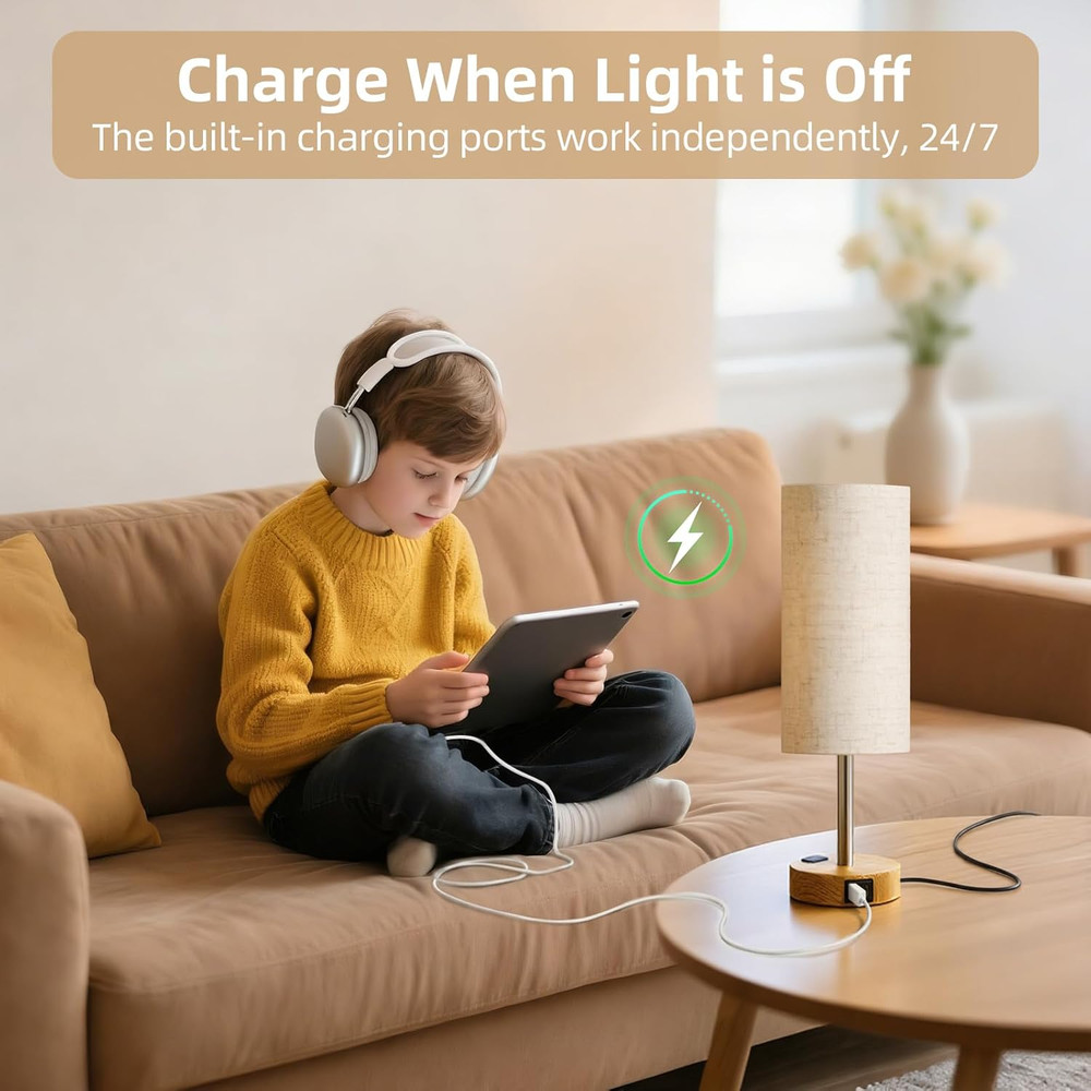 Table Lamp for Nightstand, High-Sensitivity Touch, 3-Level Dimmable Bedside Lamp