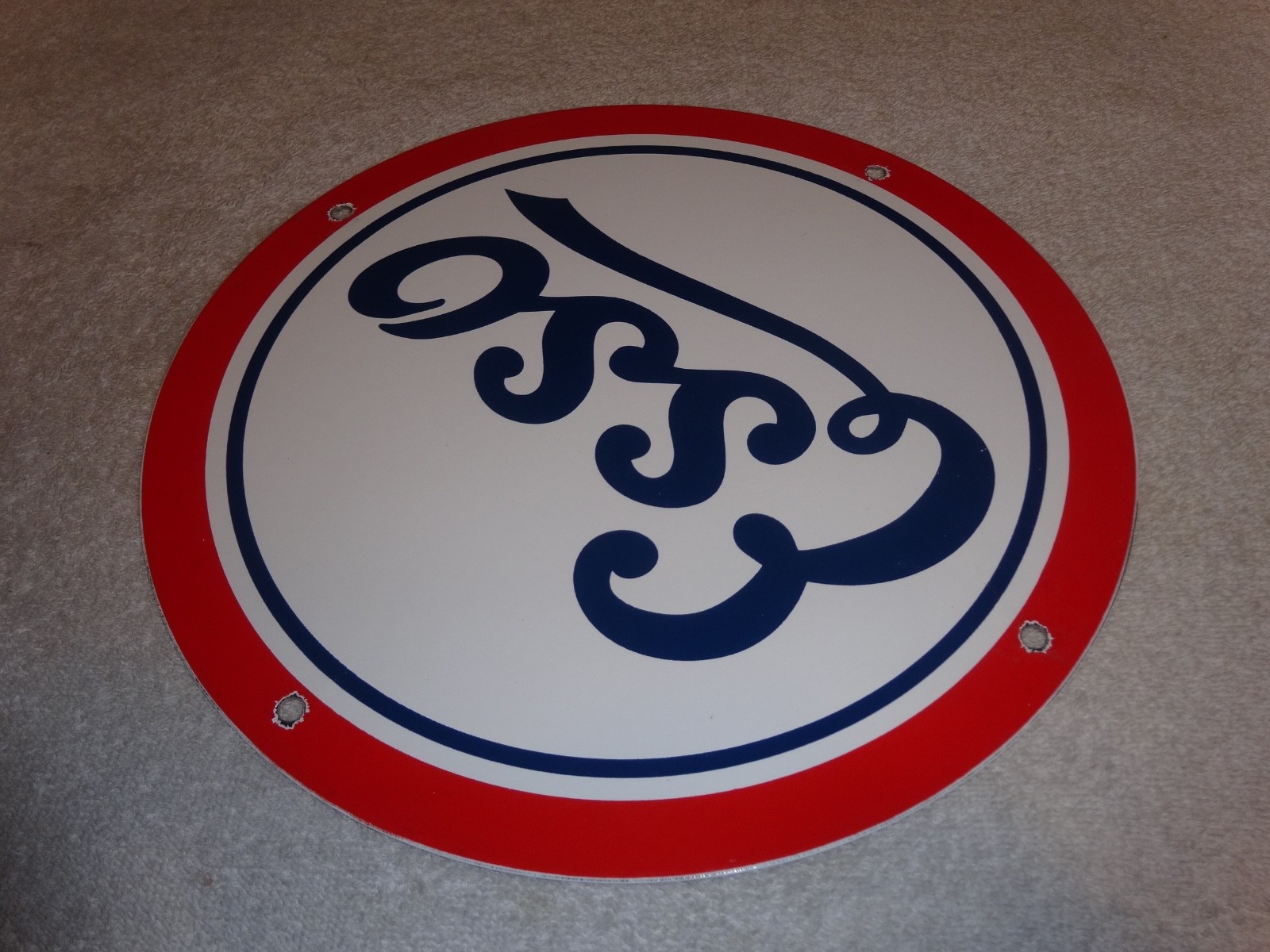 VINTAGE ESSO GASOLINE CURSIVE PORCELAIN METAL SERVICE STATION GASOLINE OIL SIGN!
