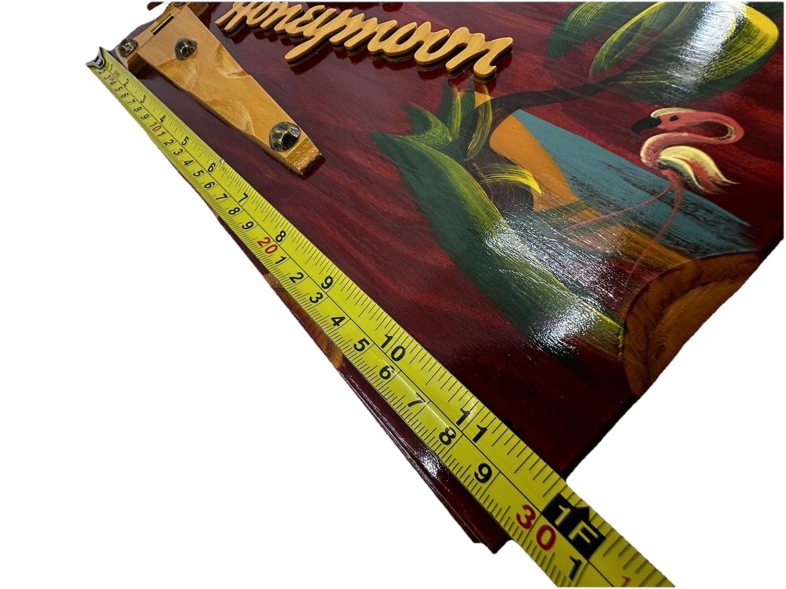 Vintage Our Honeymoon Photo Album Wood Flamingo Palm Tree Daytona Beach FL