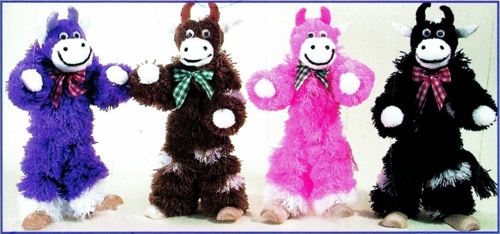Yarn Cows 2 Legged 3-String T-Handle Marionette Puppet 10" Tall Assorted Colors