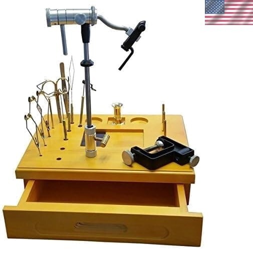 Wooden Fly Tying Station with Tools