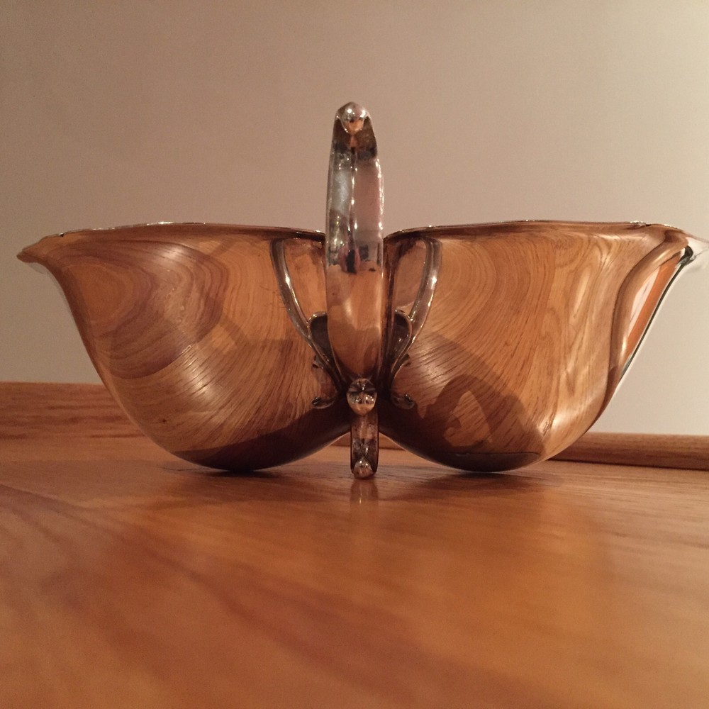 Reed & Barton Double Bowl Sauce Boat w/ Handles #160 EPNS Silver Plated ~ VTG