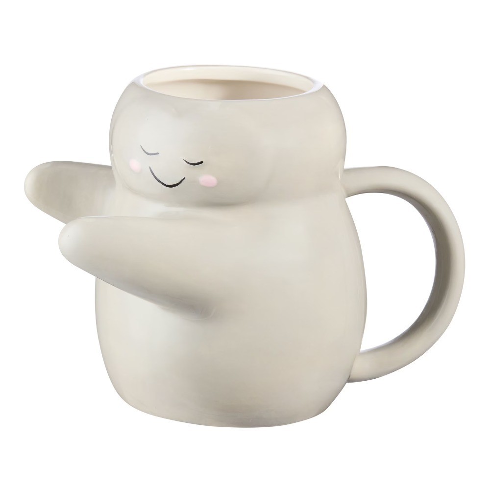 Gray Sculpted Hug Earthenware Mug 15.89 oz Ceramic Coffee Cup