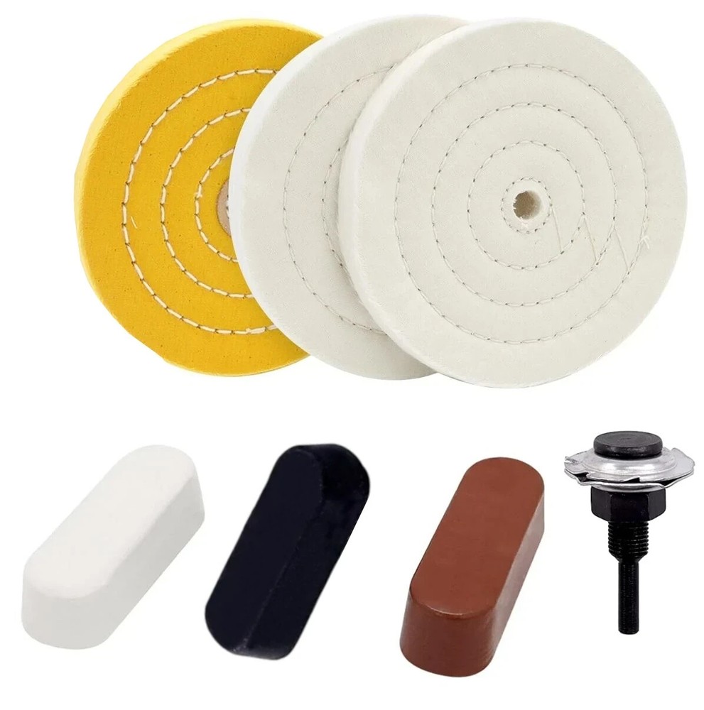 4" Buffing Polishing Wheel Kit 3 Pcs Polish Compound, Soft W/ ARBOR