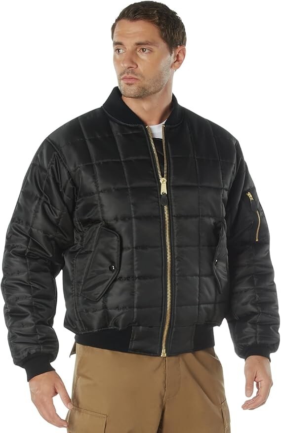 * ROTHCO * ' QUILTED MA-1 FLIGHT JACKET ' MENS ' SIZE MED ' BLACK