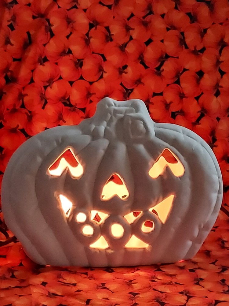 Ceramic Bisque~~ Ready to Paint~~~ "BOO" Pumpkin with Light Kit