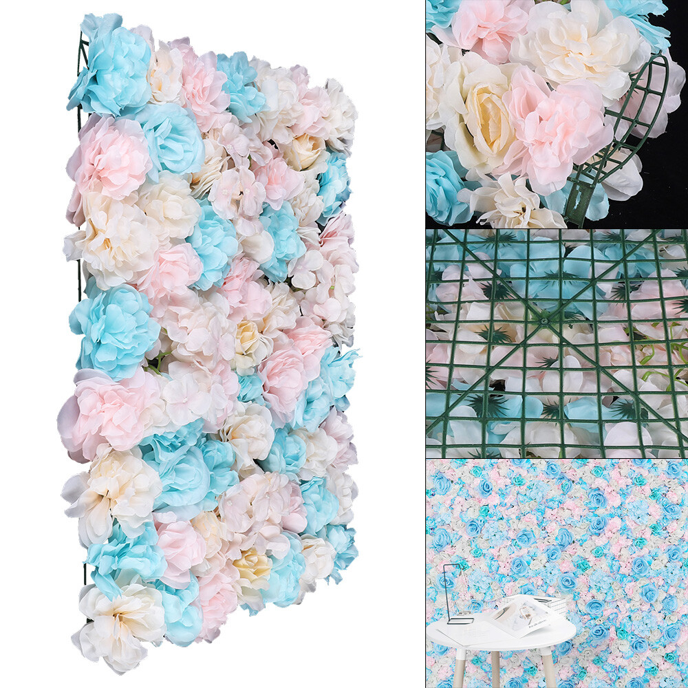 12PCS Artificial Flower Wall Panel White Hydrangea Rose Wedding Backdrop Decor.