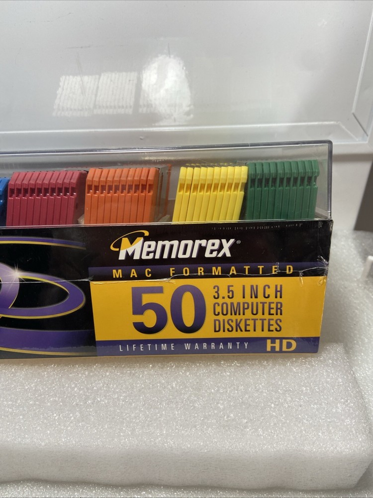 50 Memorex HD Mac Formatted 3.5" Computer Diskettes ~ Rainbow Pack ~ Sealed