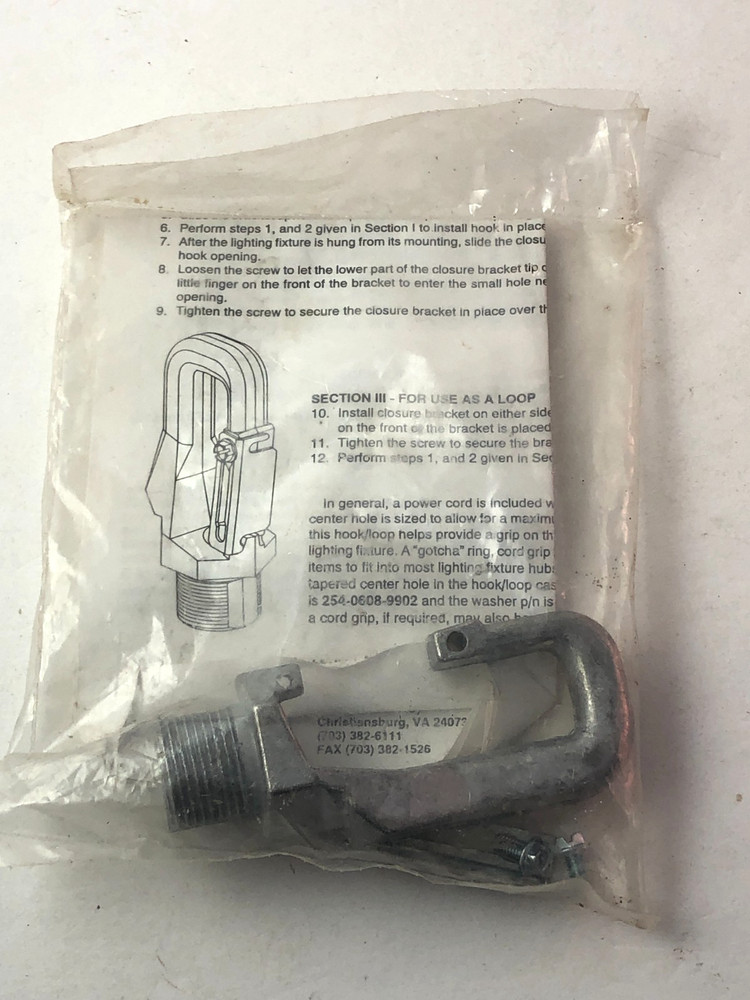 Columbia Lighting Hookloop Mounting Hook, For High Bay Luminaires