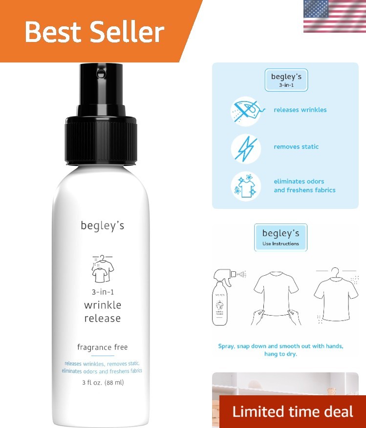 3-in-1 Wrinkle Remover, Quick Fix Wrinkle Release, Static Cling Remover, Odor...
