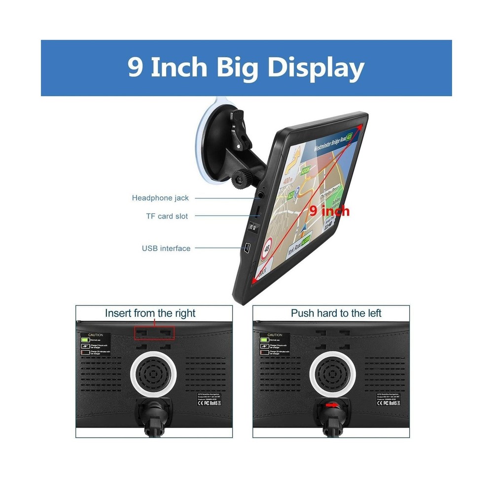 MRSXWPY Trucker GPS 9” 2026 Map Voice Navigation System