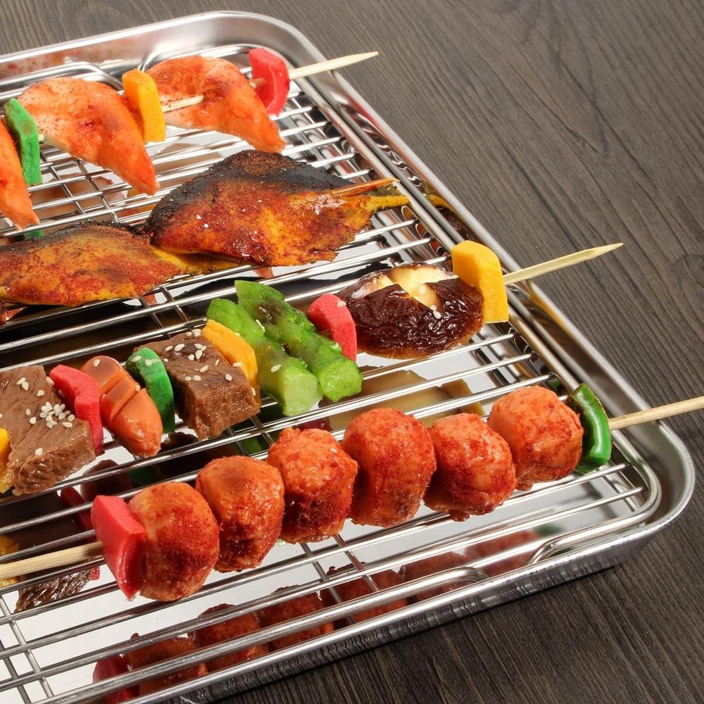 Baking Sheet & Rack Set [2 Sheets 2 Racks] Stainless Steel Cookie Pan W/ Cooling