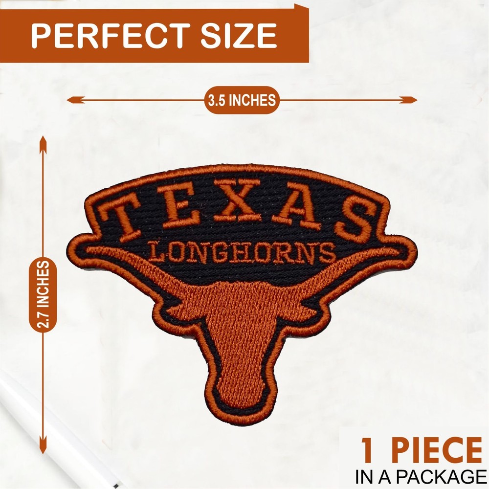 Texas Longhorns NCAA Team Logo Iron On Patch - Sew Patch - Embroidered Patch