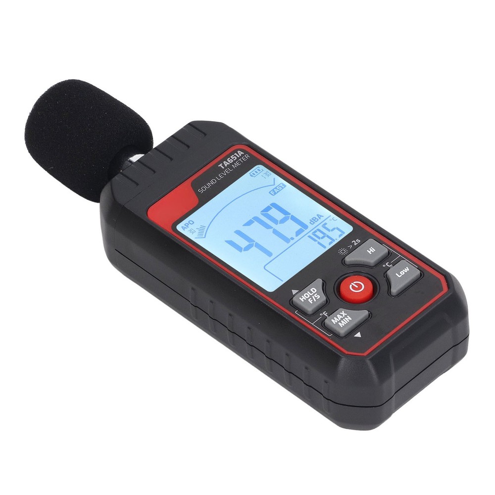 Sound Level Meter Sensitive Quick Response LCD Backlit Noise Tester Black