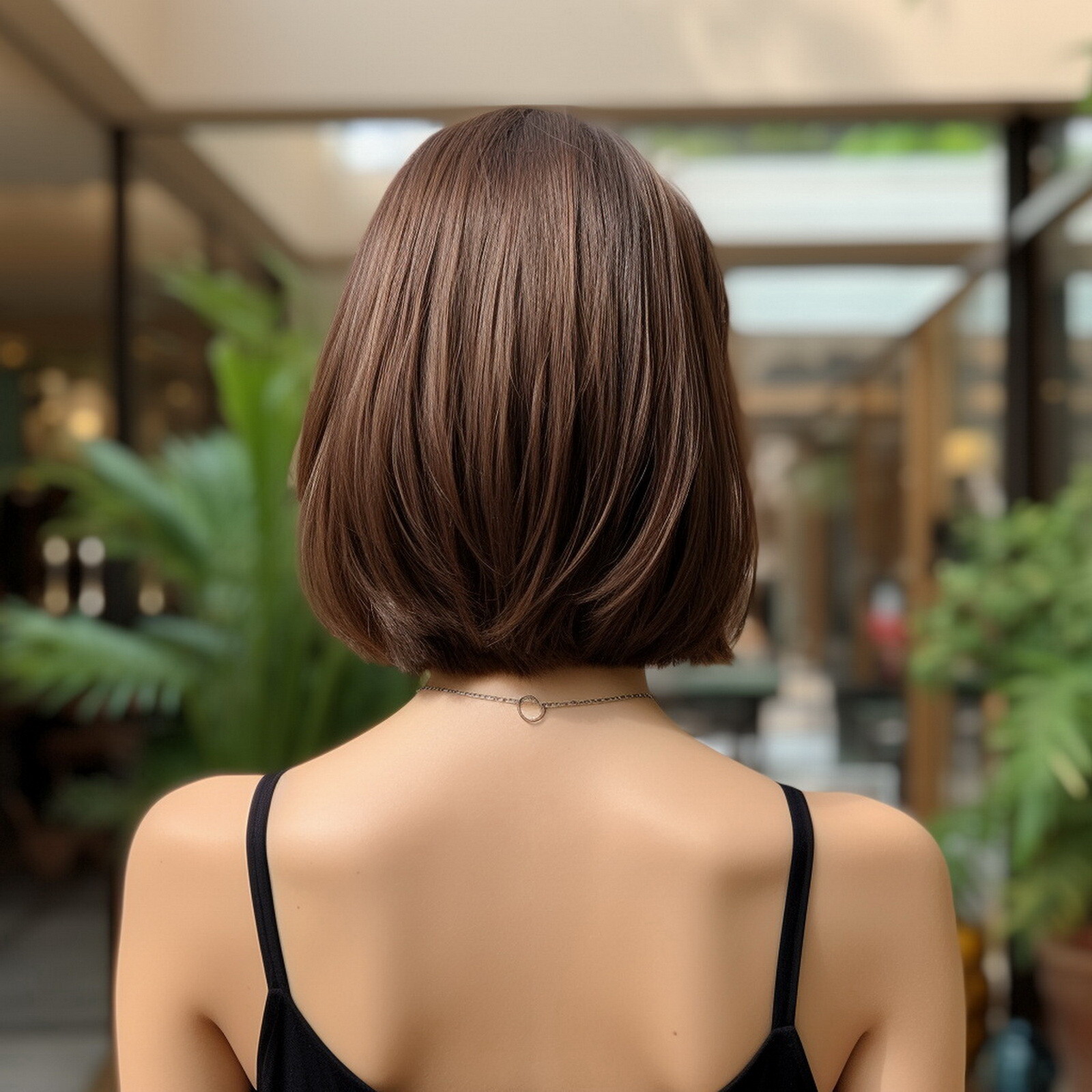 Synthetic Brunette Wig for Girl|Shoulder Length Brown Wig for Daily Use